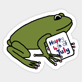 Happy 4th of July says Green Frog Sticker